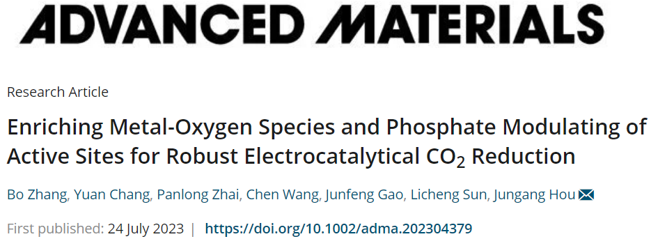 侯軍剛教授AM：PO43?-In NPs實(shí)現(xiàn)高效電催化CO2還原