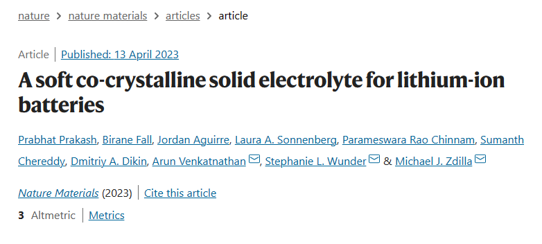 Nature Materials：一種用于鋰離子電池的軟共晶固態(tài)電解質(zhì)