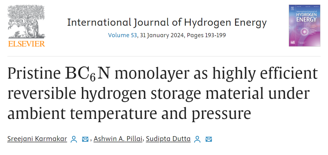 【純計(jì)算】IJHE：BC6N單層作為環(huán)境溫度和壓力下高效可逆儲(chǔ)氫材料