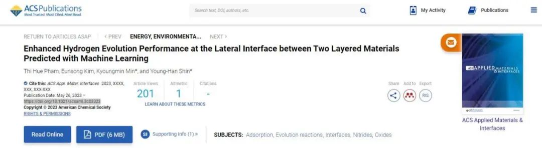 【純計(jì)算】ACS AMI：機(jī)器學(xué)習(xí)預(yù)測(cè)的兩層材料二維橫向異質(zhì)結(jié)構(gòu)界面增強(qiáng)氫演化性能