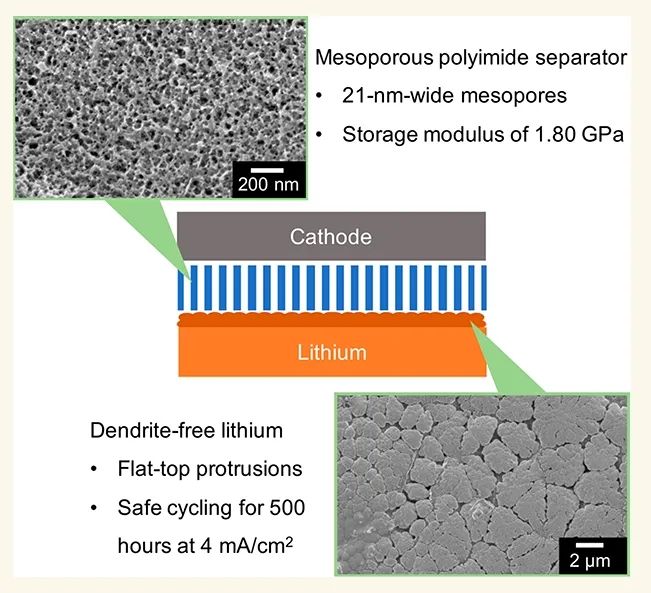 ?弗吉尼亞理工ACS Nano：介孔聚酰亞胺隔膜抑制鋰枝晶生長(zhǎng)