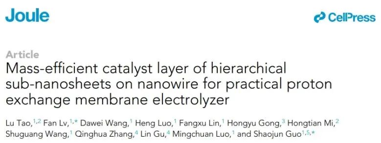 北大?Joule: 構(gòu)建“納米線上分級(jí)亞納米片”催化層，顯著提升PEMWE性能