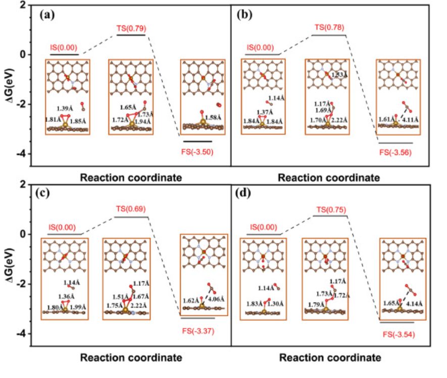 【純計(jì)算】Mol. Catal.：具有不同配體結(jié)構(gòu)的氮摻雜石墨烯催化CO氧化反應(yīng)動(dòng)力學(xué)的理論研究