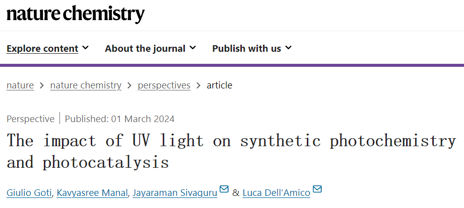 Nature Chemistry：紫外光在合成光化學(xué)和光催化中的影響！
