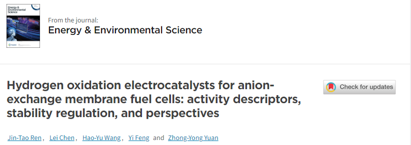 南開大學(xué)袁忠勇EES綜述：用于AEMFCs的氫氧化電催化劑！