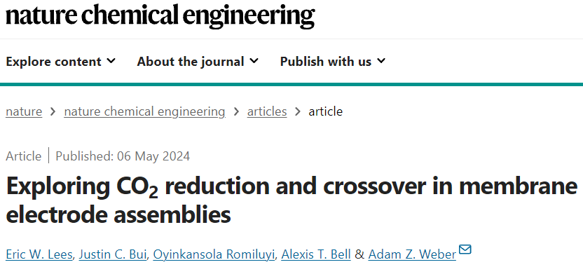 CO2還原，最新Nature Chemical Engineering！