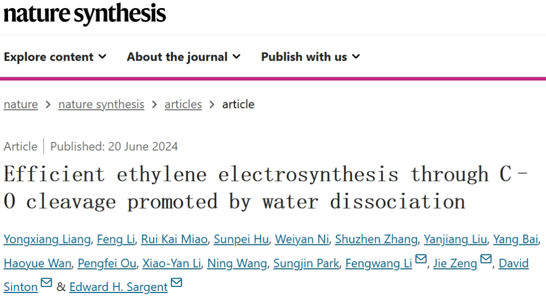 中科大曾杰教授聯(lián)手納米大牛Edward H. Sargent院士，最新Nature Synthesis！